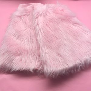 Snow bunny babydoll pink Barbie costume boot covers leg warmers fluffy doll L2